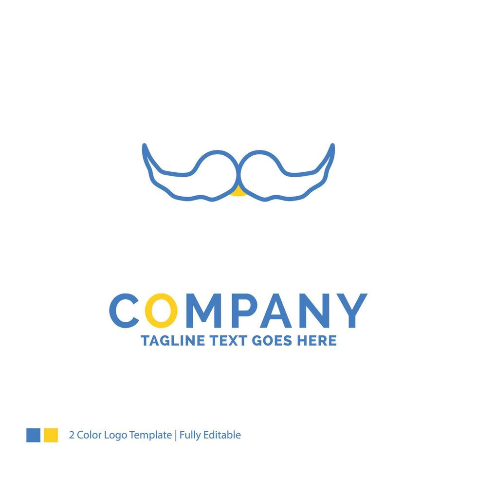 moustache. Hipster. movember. male. men Blue Yellow Business Logo template. Creative Design Template Place for Tagline. vector