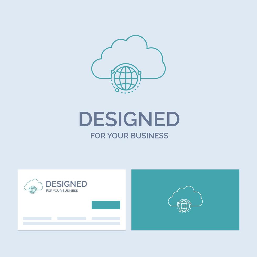 network. city. globe. hub. infrastructure Business Logo Line Icon Symbol for your business. Turquoise Business Cards with Brand logo template vector