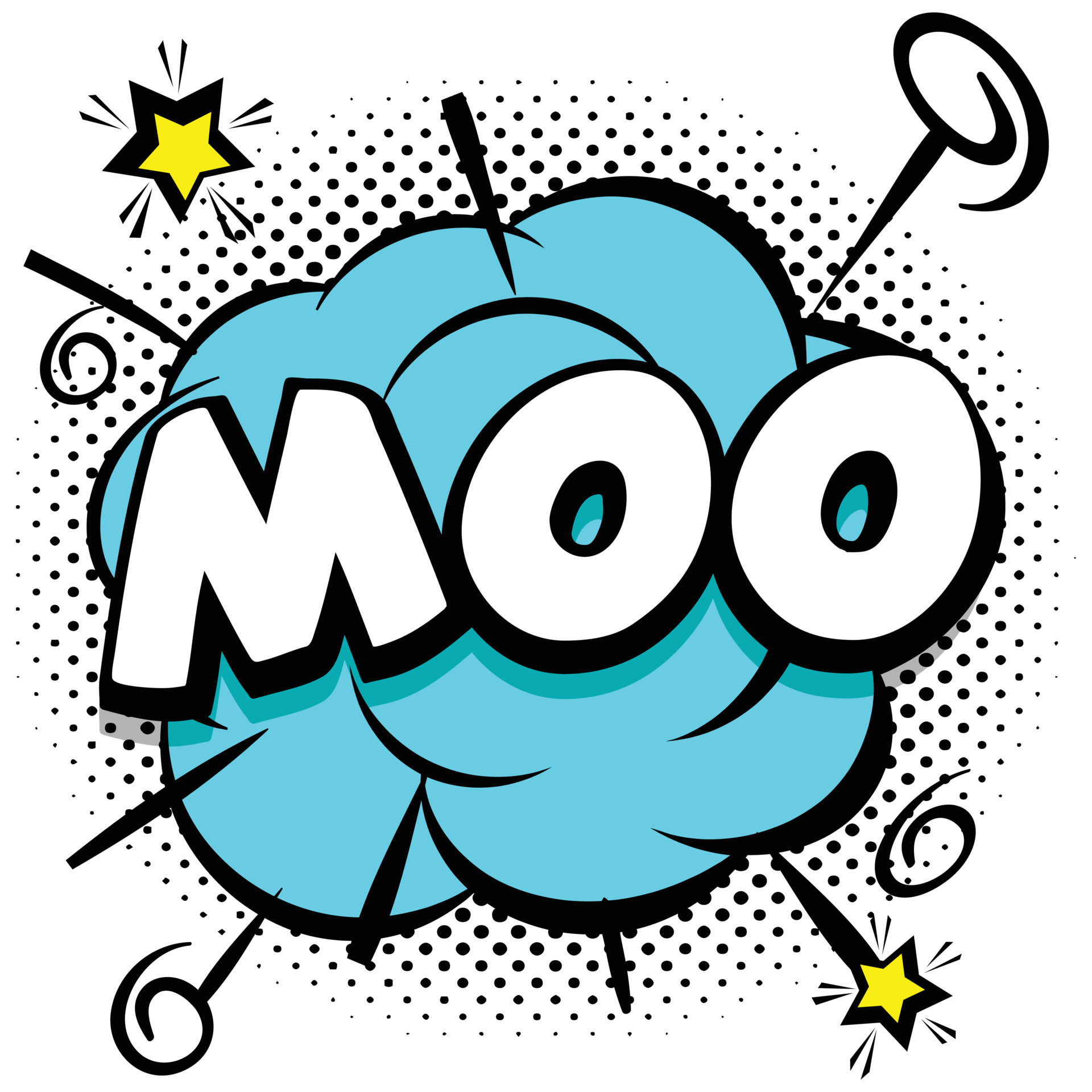 moo Comic bright template with speech bubbles on colorful frames