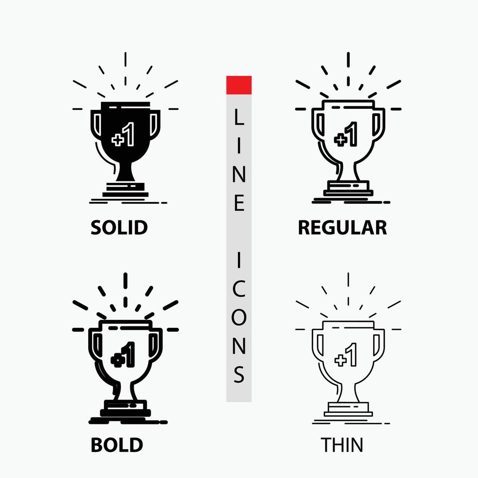 award. trophy. win. prize. first Icon in Thin. Regular. Bold Line and Glyph Style. Vector illustration