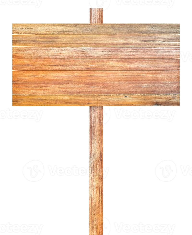 Old wooden sign isolated on white background photo