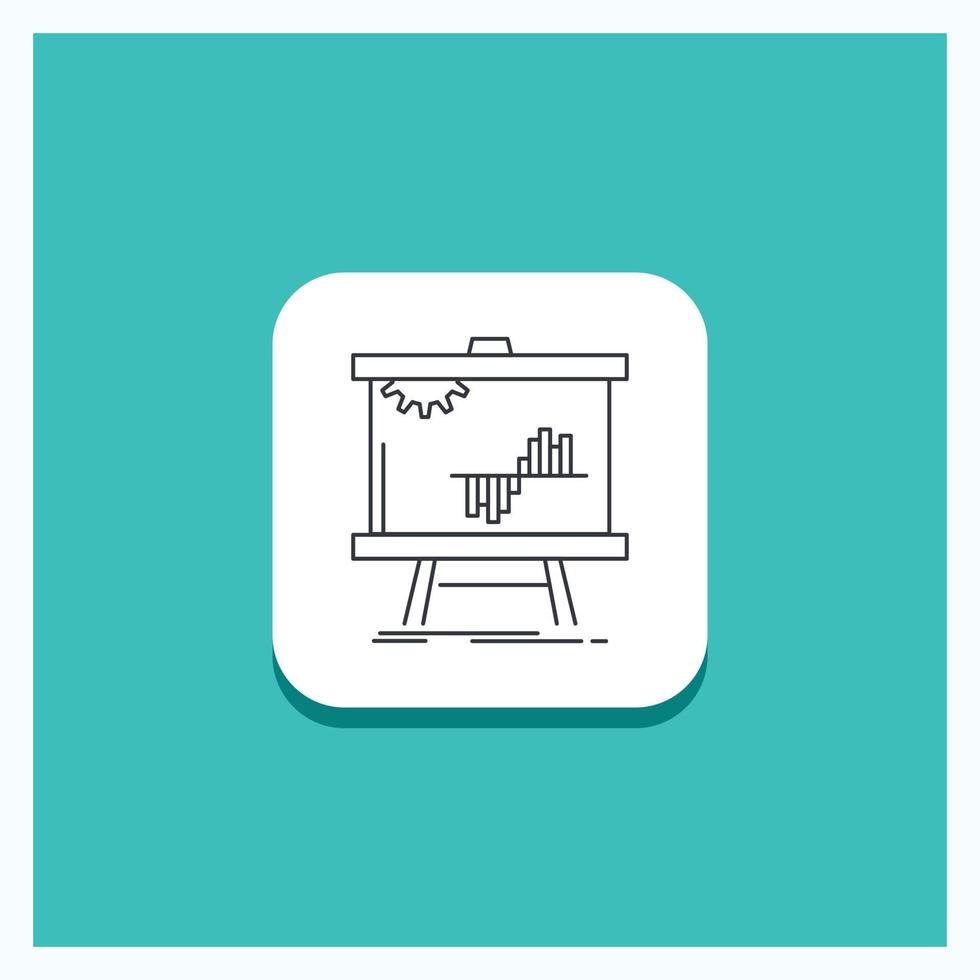 Round Button for Business. chart. data. graph. stats Line icon Turquoise Background vector