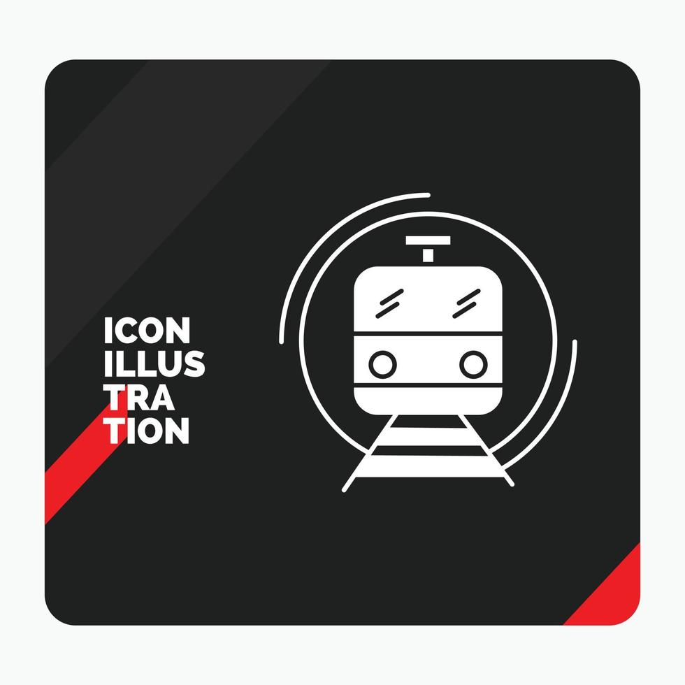 fondo de presentación creativa rojo y negro para metro. tren. inteligente. público. icono de glifo de transporte vector