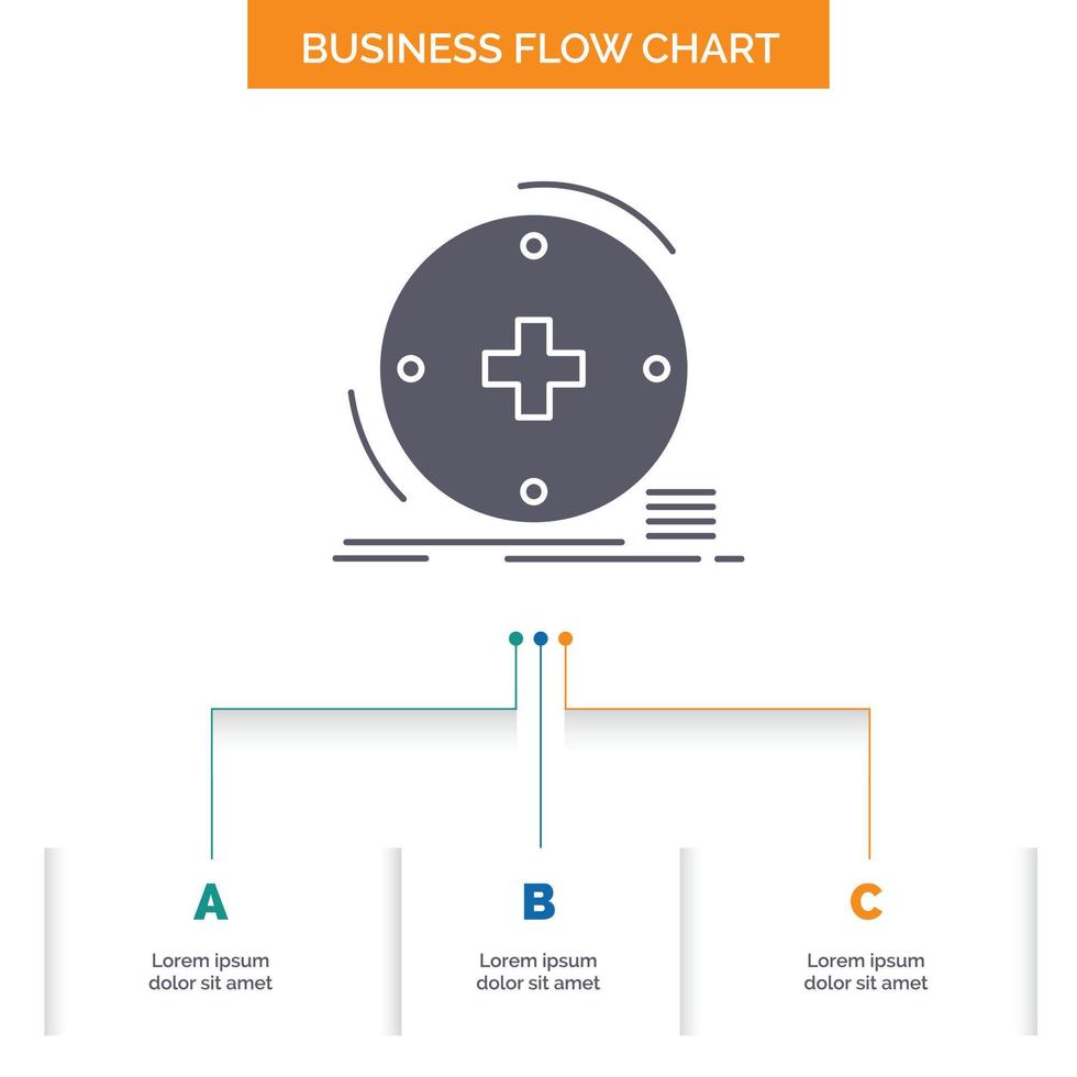 Clinical. digital. health. healthcare. telemedicine Business Flow Chart Design with 3 Steps. Glyph Icon For Presentation Background Template Place for text. vector
