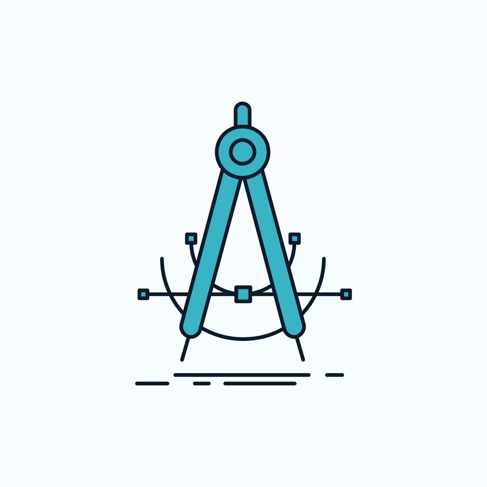 Precision. accure. geometry. compass. measurement Flat Icon. green and Yellow sign and symbols for website and Mobile appliation. vector illustration