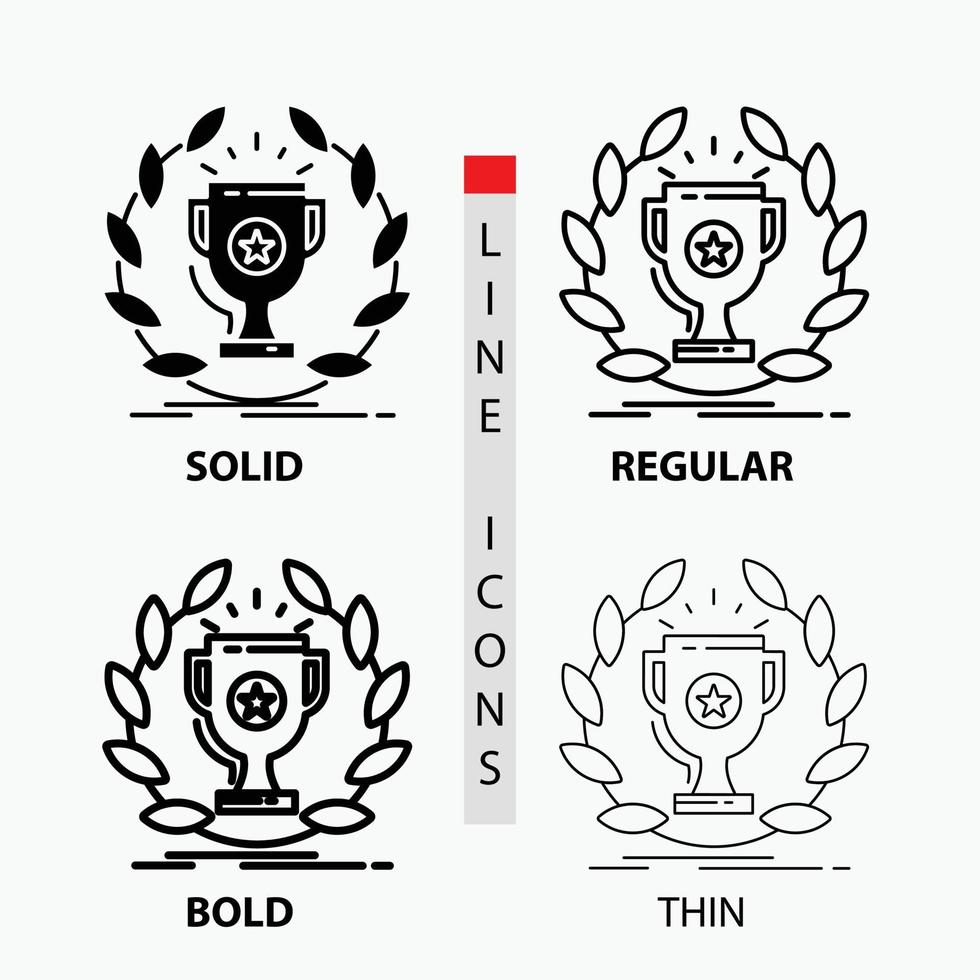 award. cup. prize. reward. victory Icon in Thin. Regular. Bold Line and Glyph Style. Vector illustration