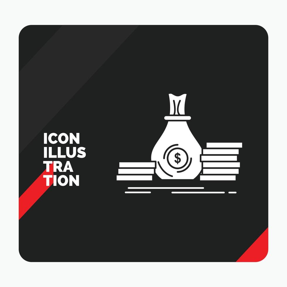 Red and Black Creative presentation Background for Accumulation. bag. investment. loan. money Glyph Icon vector