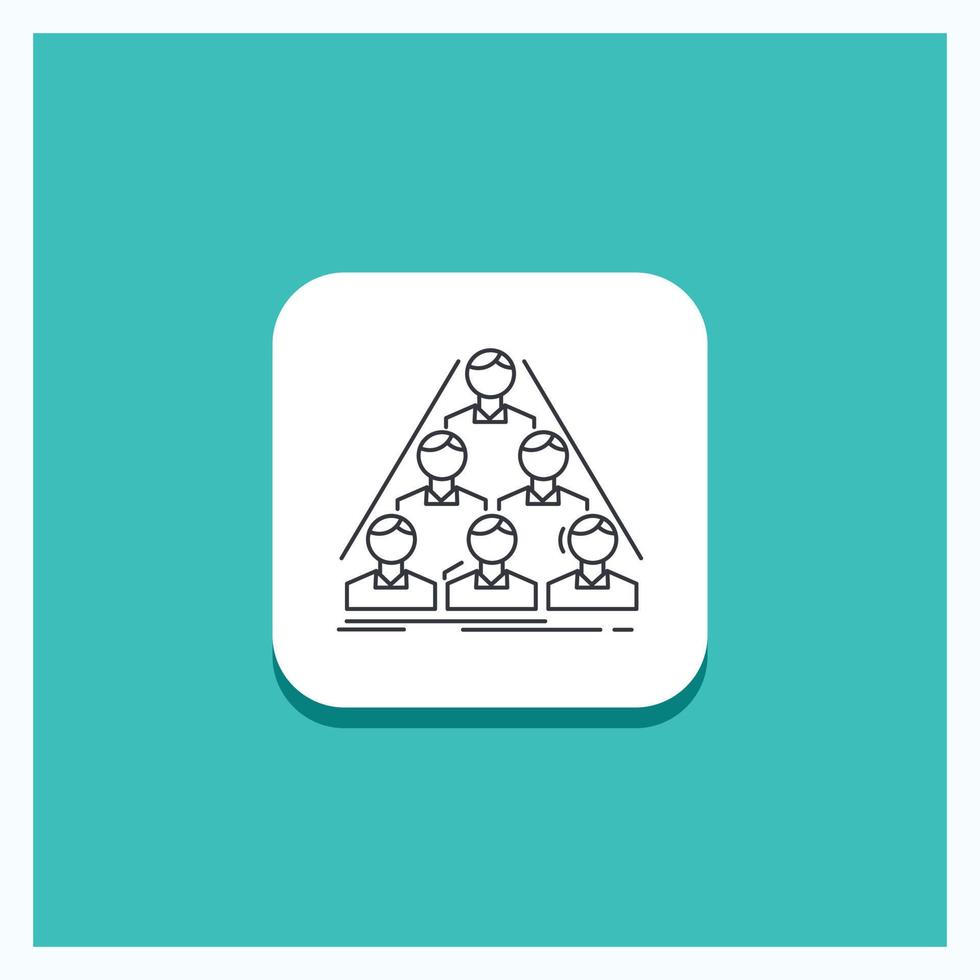Round Button for team. build. structure. business. meeting Line icon Turquoise Background vector