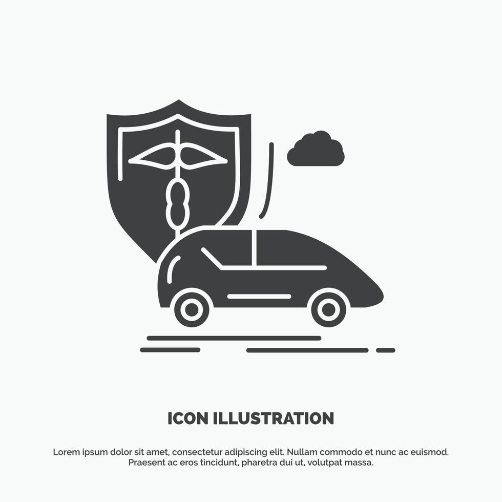 car. hand. insurance. transport. safety Icon. glyph vector gray symbol for UI and UX. website or mobile application