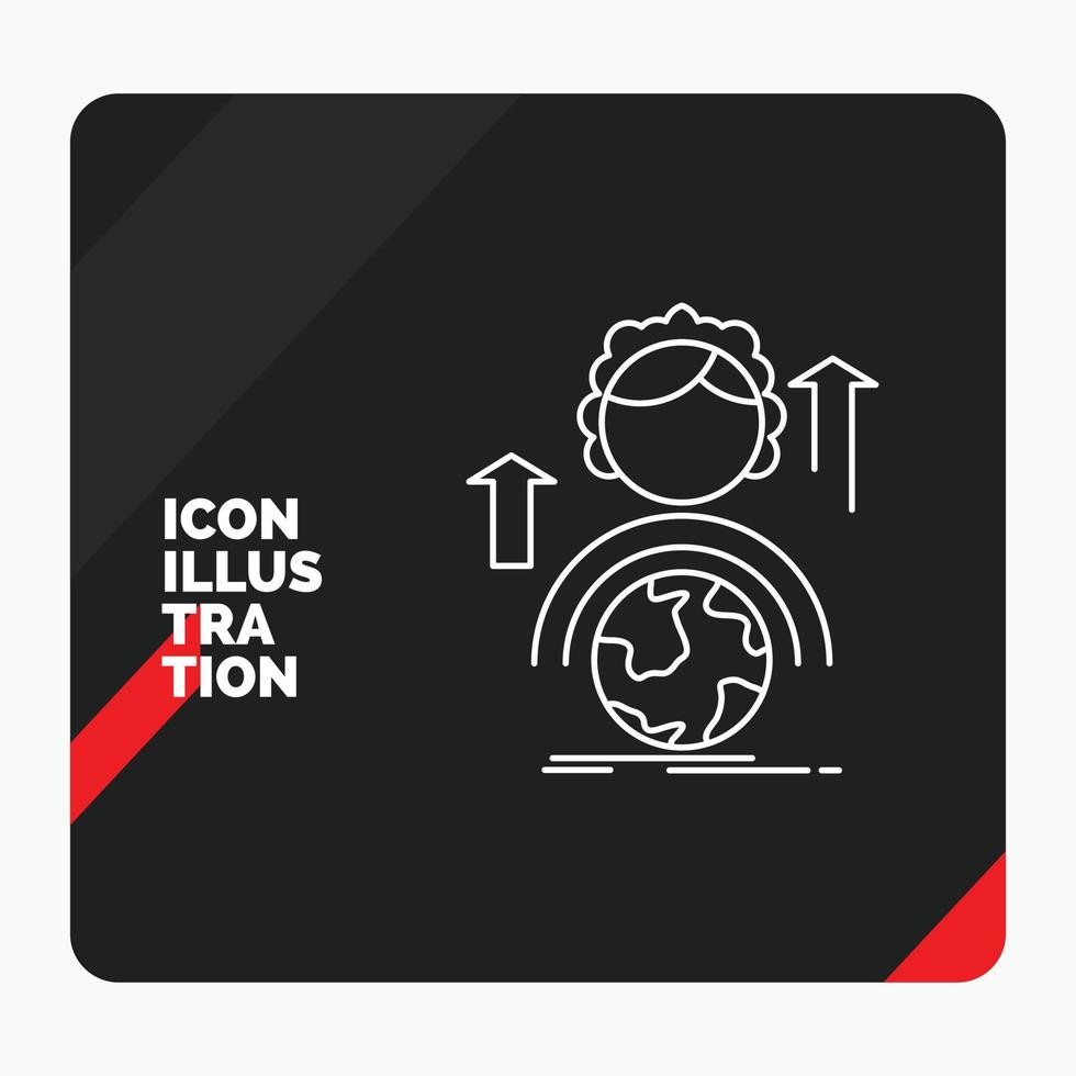 Red and Black Creative presentation Background for abilities. development. Female. global. online Line Icon vector