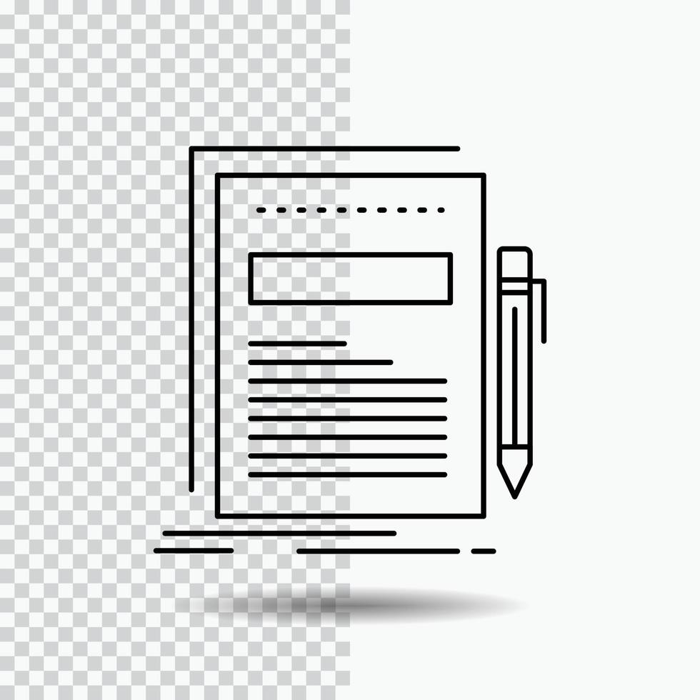 Business. document. file. paper. presentation Line Icon on Transparent Background. Black Icon Vector Illustration