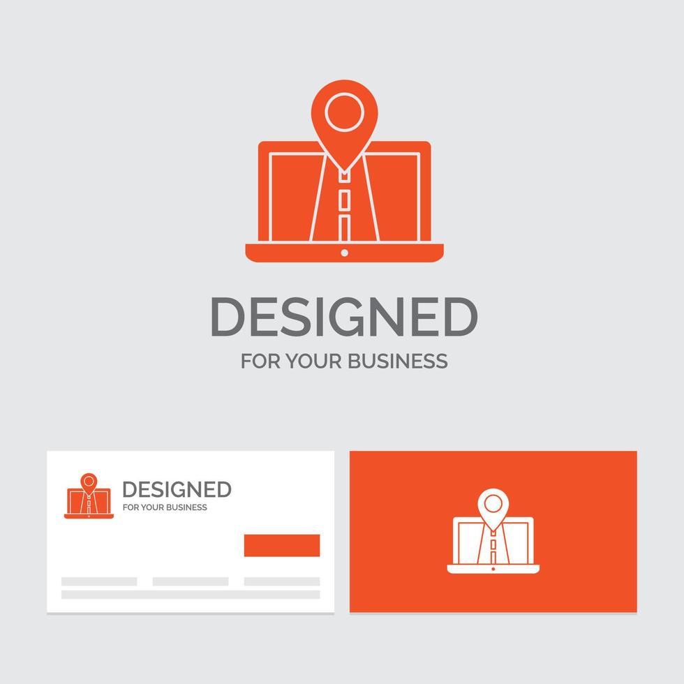 Business logo template for Navigation. Map. System. GPS. Route. Orange Visiting Cards with Brand logo template. vector