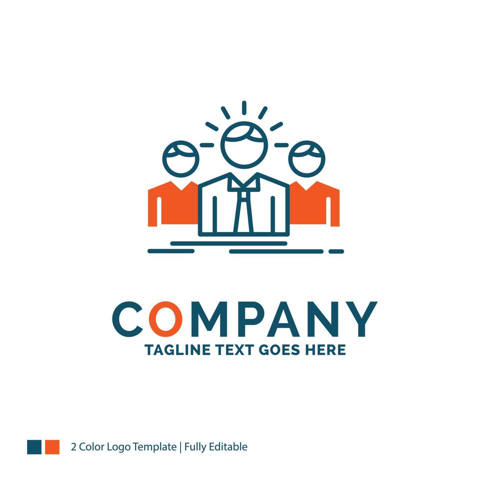 Business. career. employee. entrepreneur. leader Logo Design. Blue and Orange Brand Name Design. Place for Tagline. Business Logo template. vector