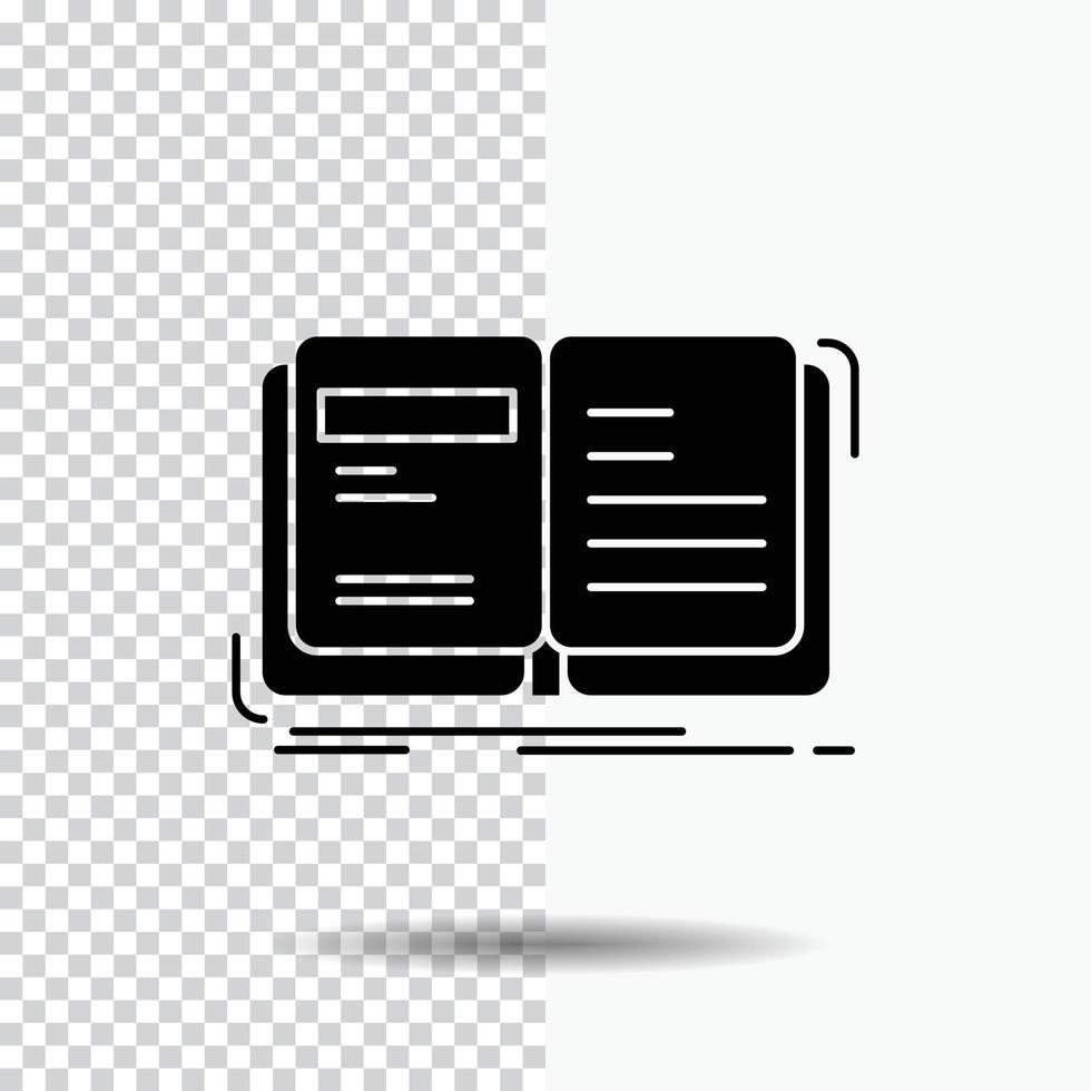 Author. book. open. story. storytelling Glyph Icon on Transparent Background. Black Icon vector