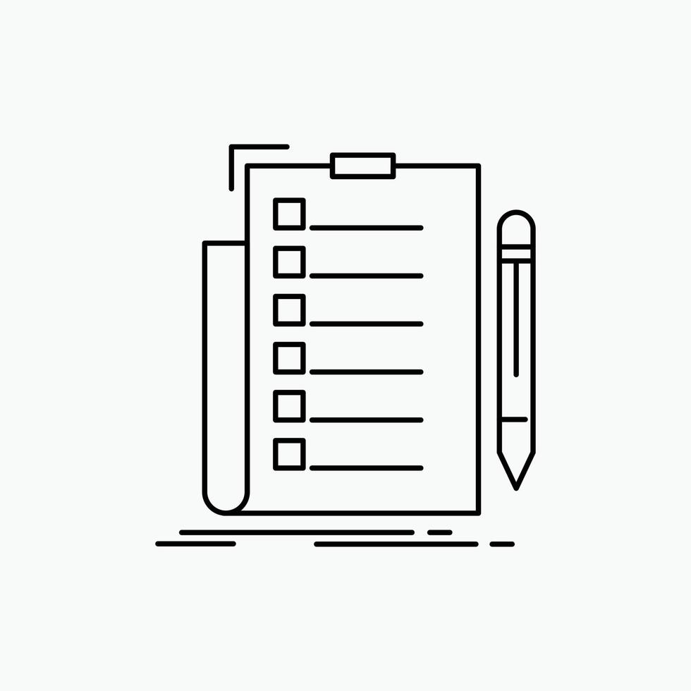 expertise. checklist. check. list. document Line Icon. Vector isolated illustration