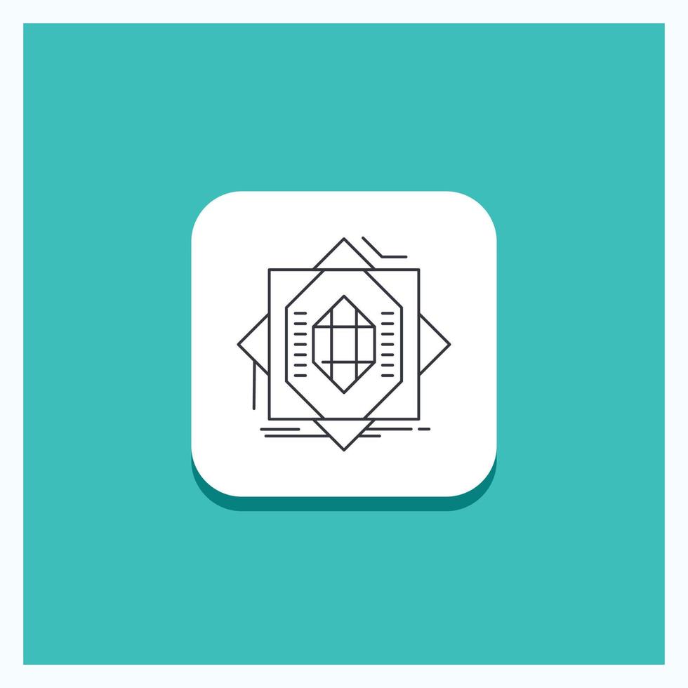 Round Button for Abstract. core. fabrication. formation. forming Line icon Turquoise Background vector