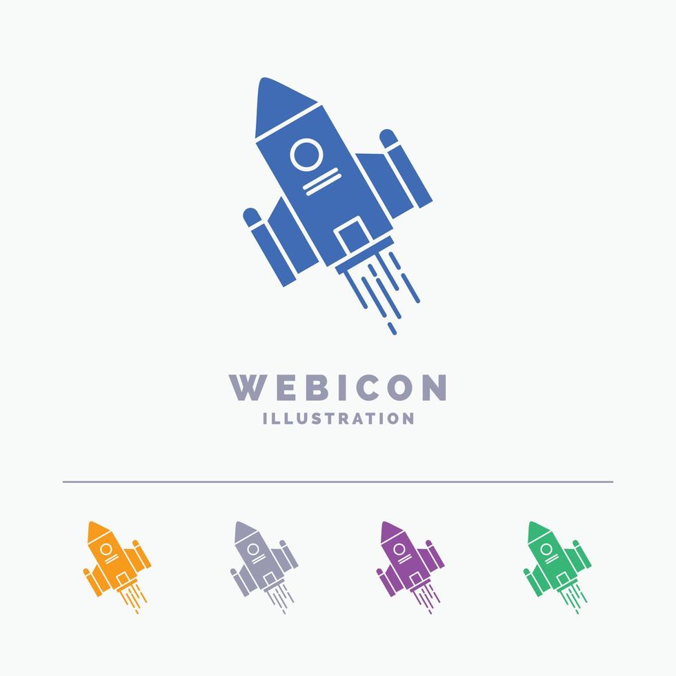 space craft. shuttle. space. rocket. launch 5 Color Glyph Web Icon Template isolated on white. Vector illustration