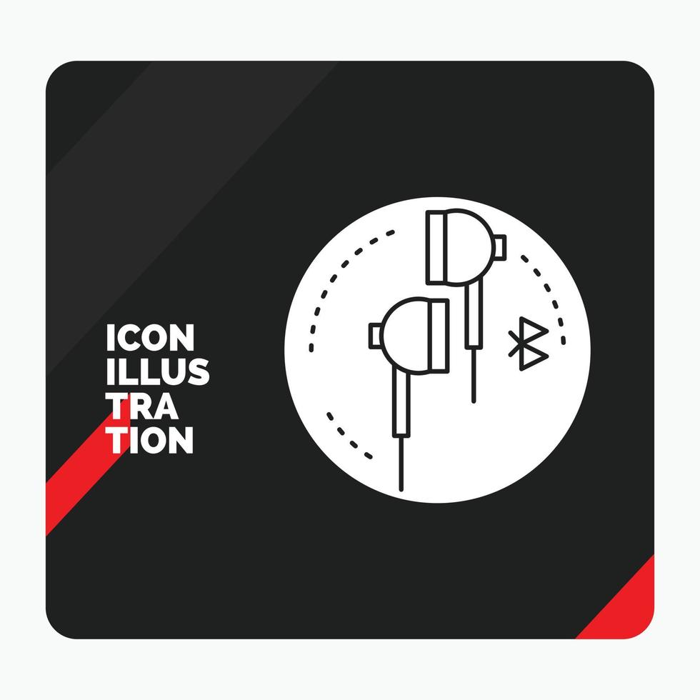 Red and Black Creative presentation Background for Headphone. ear. phone. bluetooth. music Glyph Icon vector