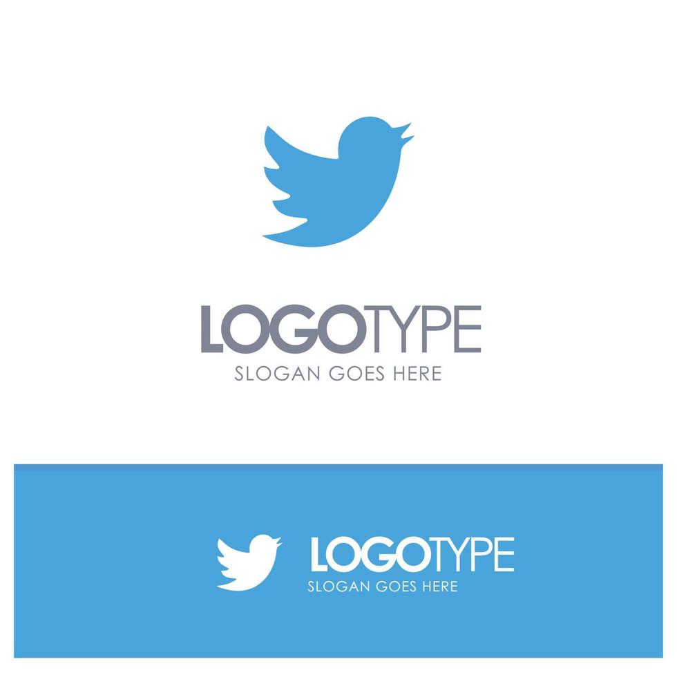 red social twitter logotipo sólido azul con lugar para el eslogan vector