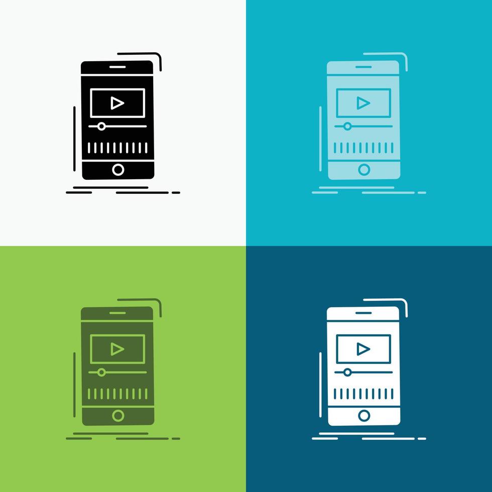 media. music. player. video. mobile Icon Over Various Background. glyph style design. designed for web and app. Eps 10 vector illustration
