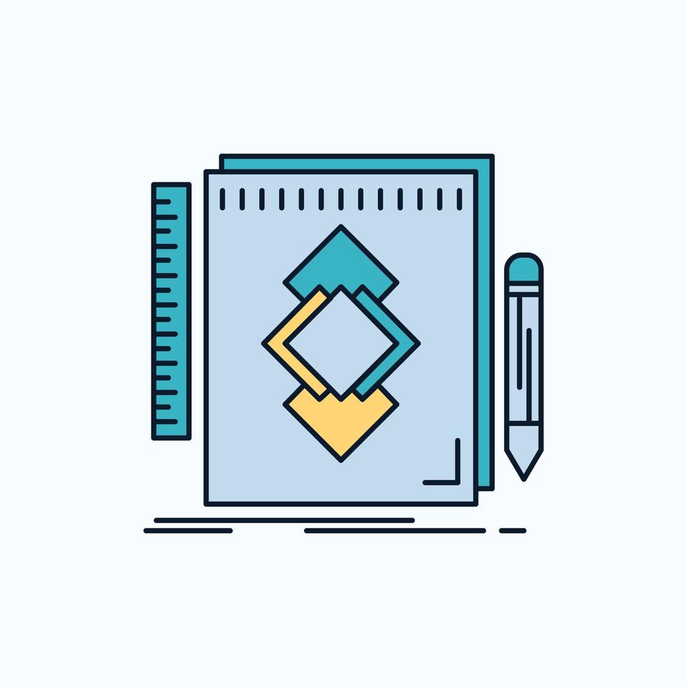 diseño. herramienta. identidad. dibujar. icono plano de desarrollo. signo y símbolos verdes y amarillos para el sitio web y la aplicación móvil. ilustración vectorial vector