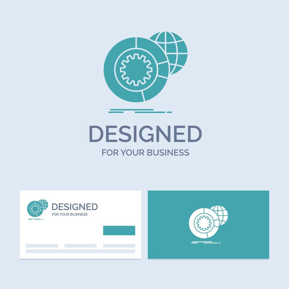 data. big data. analysis. globe. services Business Logo Glyph Icon Symbol for your business. Turquoise Business Cards with Brand logo template. vector