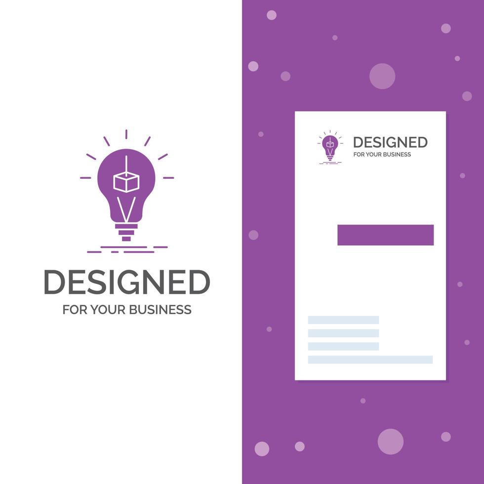 Business Logo for 3d Cube. idea. bulb. printing. box. Vertical Purple Business .Visiting Card template. Creative background vector illustration