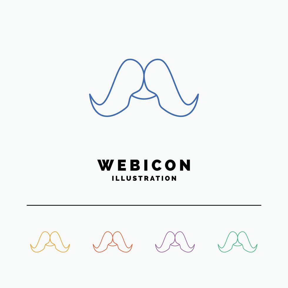 moustache. Hipster. movember. male. men 5 Color Line Web Icon Template isolated on white. Vector illustration