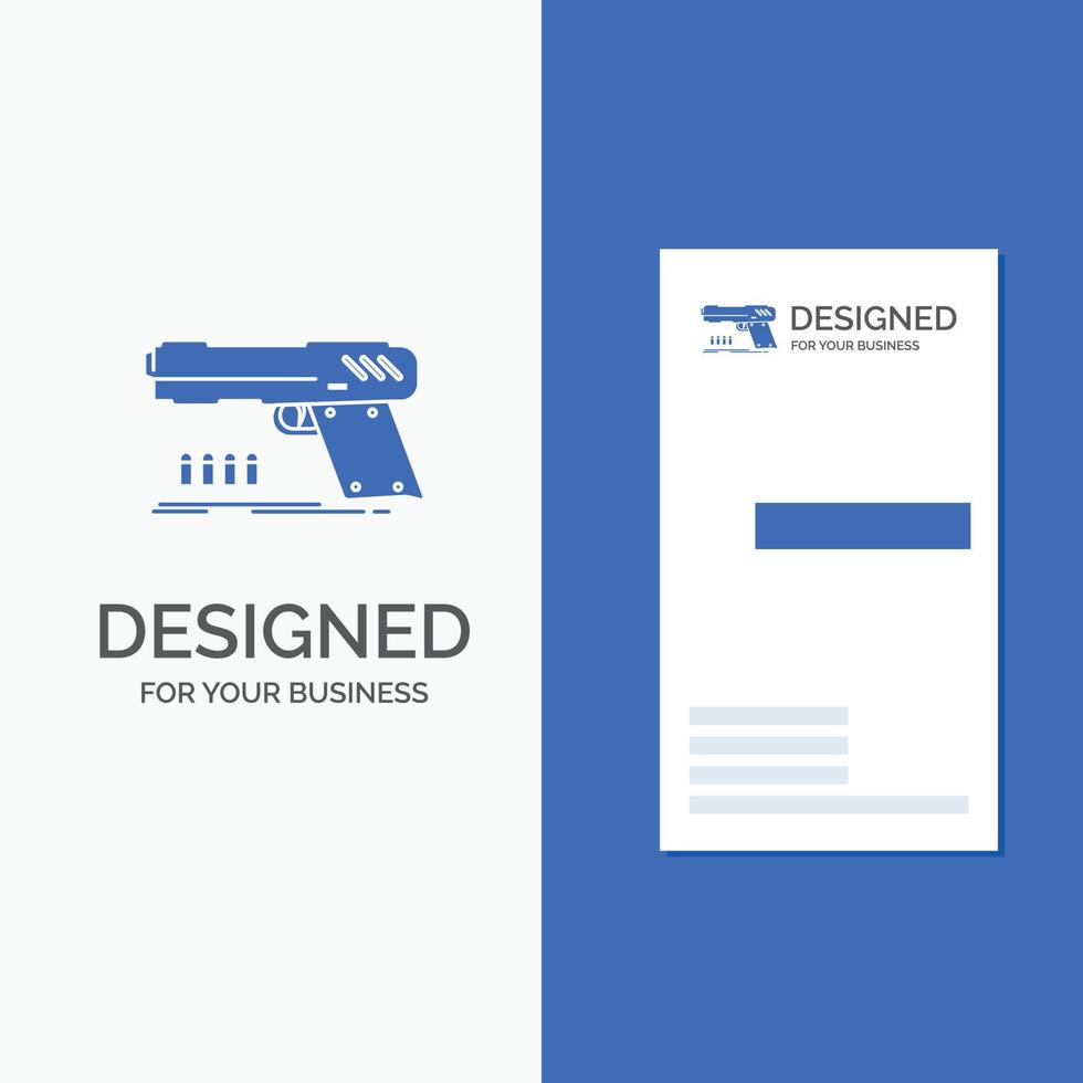 Business Logo for gun. handgun. pistol. shooter. weapon. Vertical Blue Business .Visiting Card template. vector