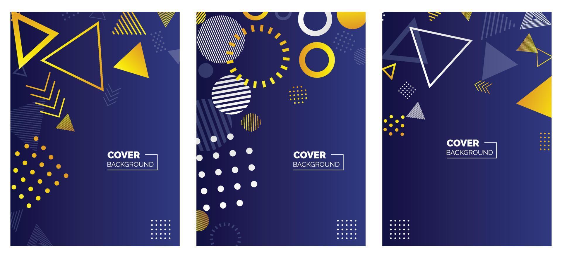 Covers templates set with bauhaus. memphis and hipster style graphic geometric elements. Applicable for placards. brochures. posters. covers and banners. Vector illustrations