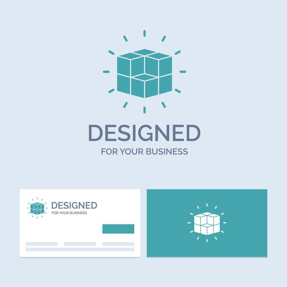 box. labyrinth. puzzle. solution. cube Business Logo Glyph Icon Symbol for your business. Turquoise Business Cards with Brand logo template. vector