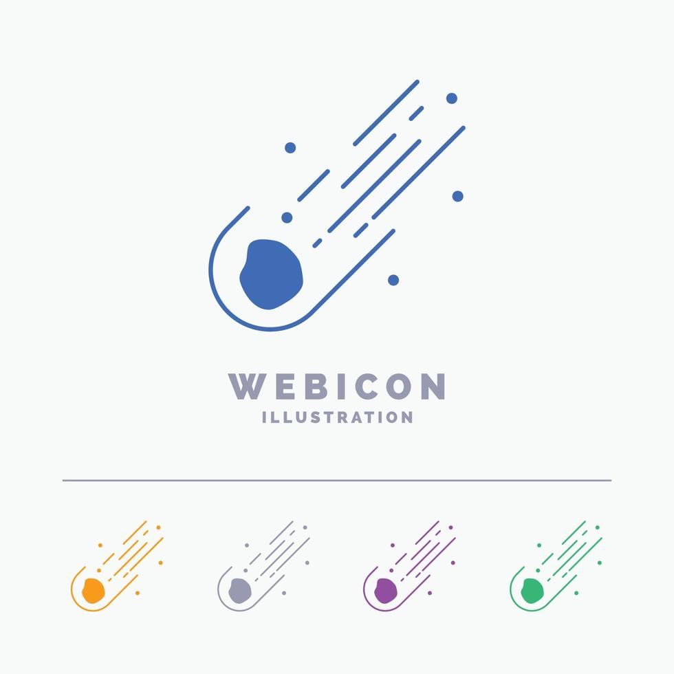 Asteroid. astronomy. meteor. space. comet 5 Color Glyph Web Icon Template isolated on white. Vector illustration