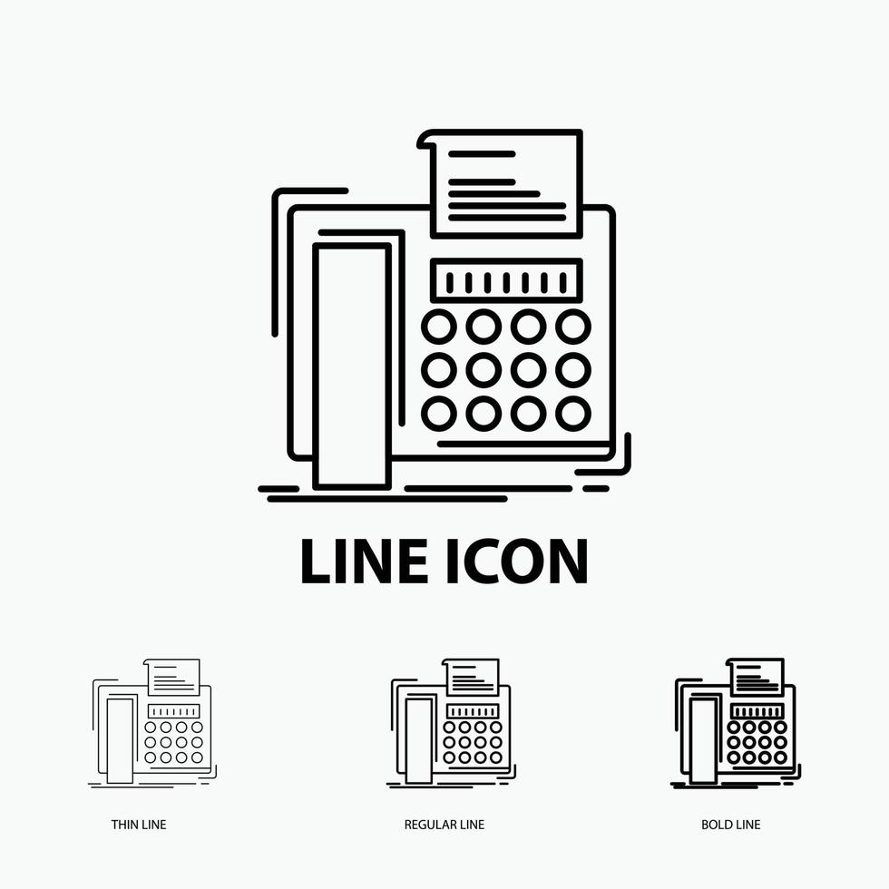 fax. message. telephone. telefax. communication Icon in Thin. Regular and Bold Line Style. Vector illustration