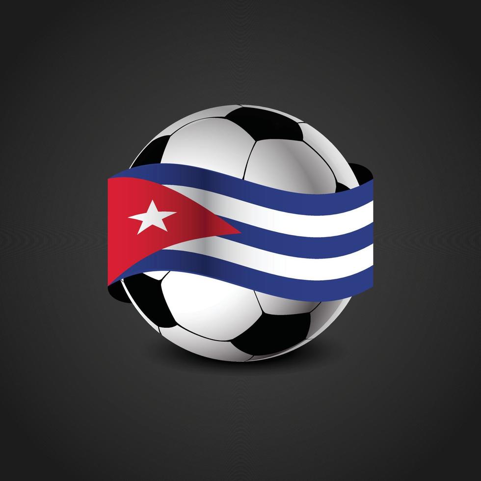 bandera de cuba alrededor del fútbol vector