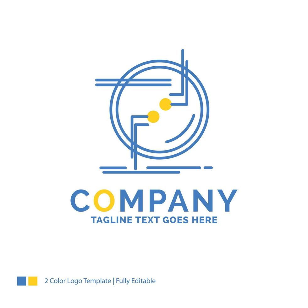 chain. connect. connection. link. wire Blue Yellow Business Logo template. Creative Design Template Place for Tagline. vector