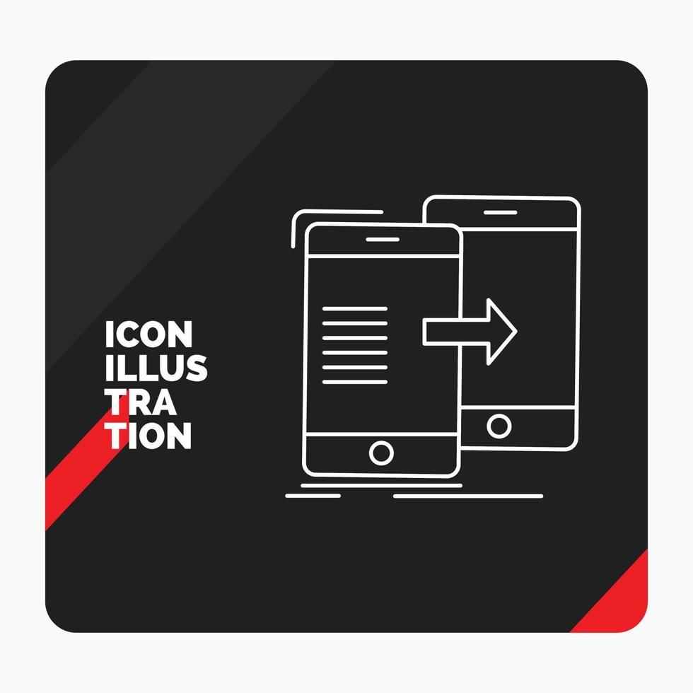 Red and Black Creative presentation Background for data. Sharing. sync. synchronization. syncing Line Icon vector