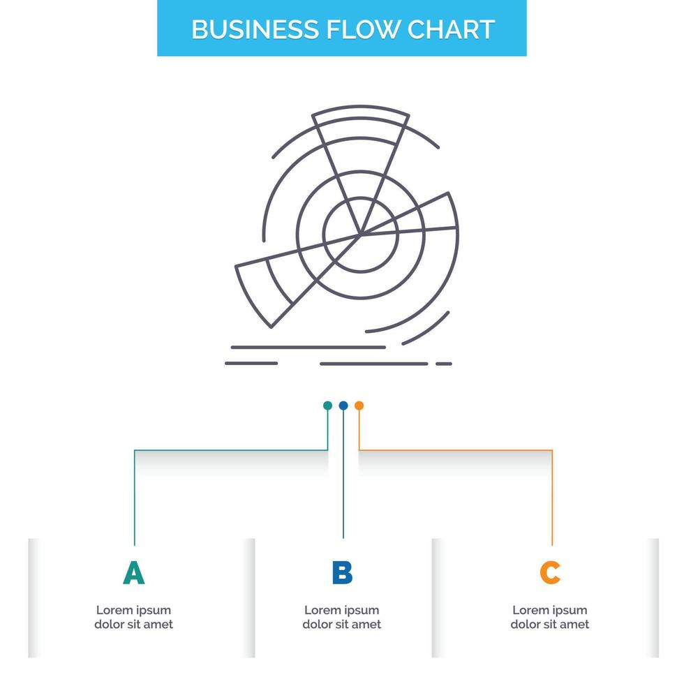 Data. diagram. performance. point. reference Business Flow Chart Design with 3 Steps. Line Icon For Presentation Background Template Place for text vector