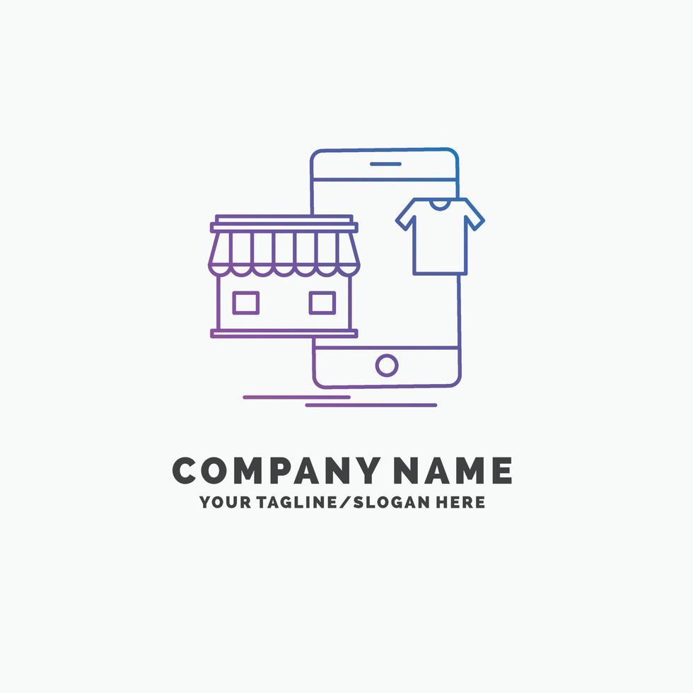 compras. vestidos. comprar. en línea. comprar plantilla de logotipo de empresa púrpura. lugar para el eslogan vector