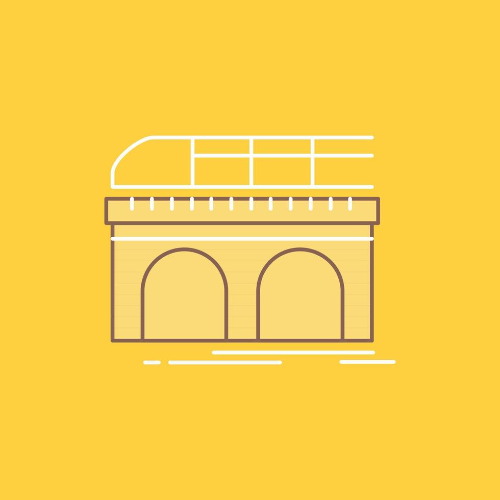 metro. railroad. railway. train. transport Flat Line Filled Icon. Beautiful Logo button over yellow background for UI and UX. website or mobile application vector