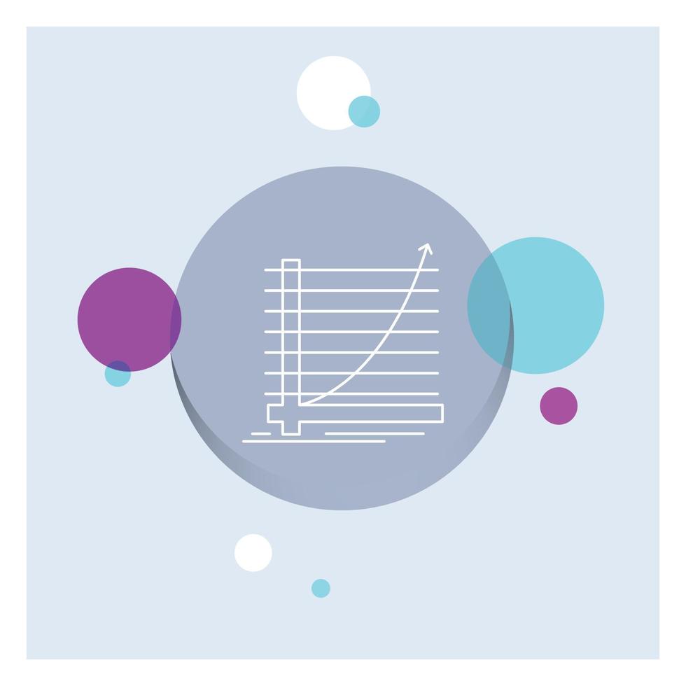 Arrow. chart. curve. experience. goal White Line Icon colorful Circle Background vector