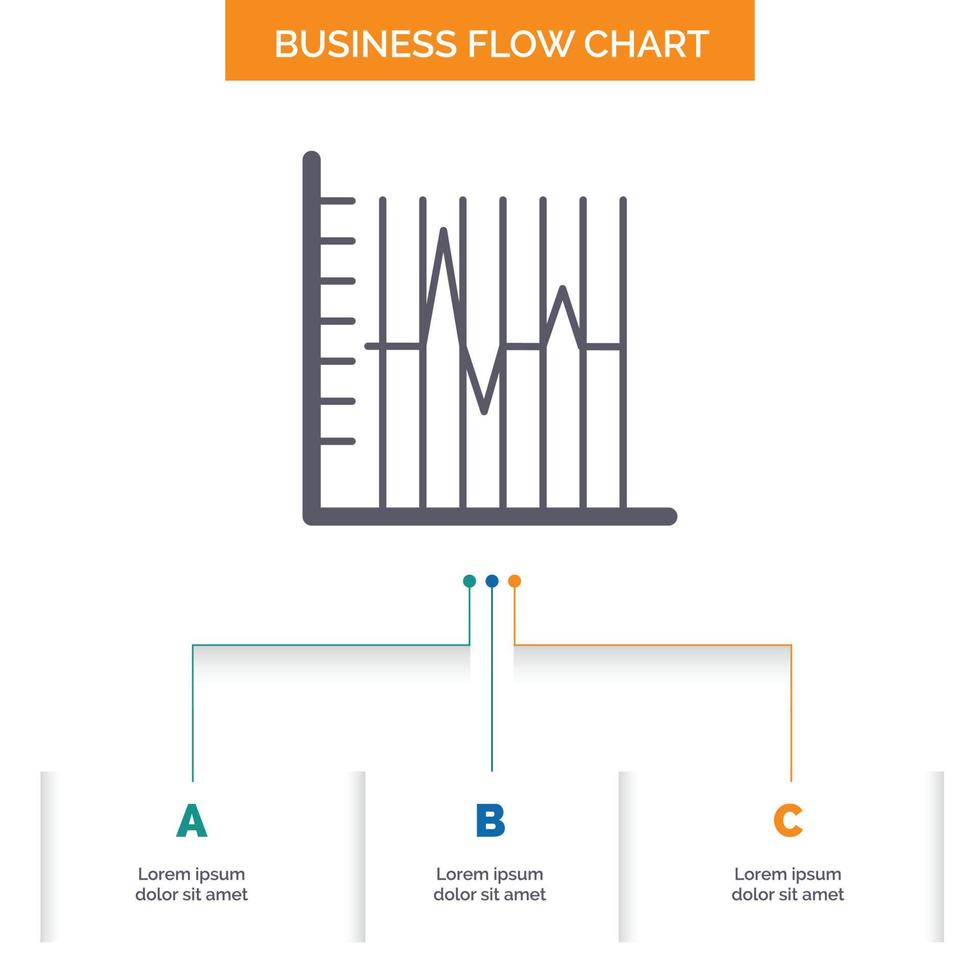 progress. report. statistics. patient. recovery Business Flow Chart Design with 3 Steps. Glyph Icon For Presentation Background Template Place for text. vector