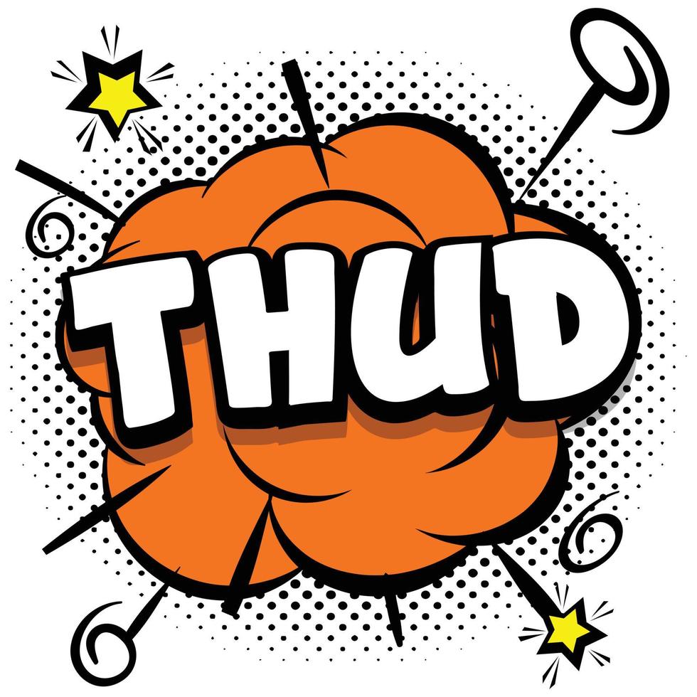 thud Comic bright template with speech bubbles on colorful frames