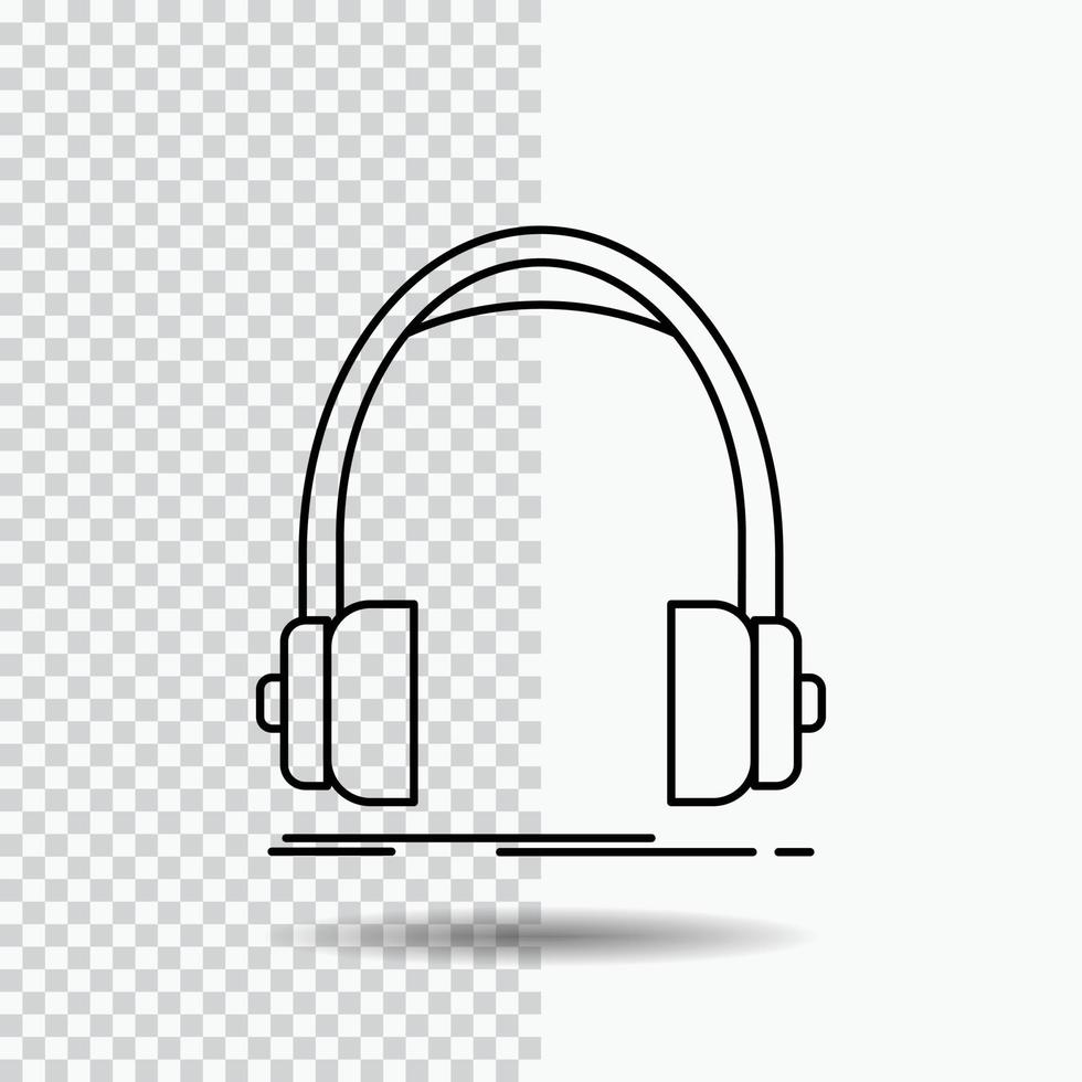 audio. auricular. auriculares. monitor. icono de línea de estudio sobre fondo transparente. ilustración de vector de icono negro