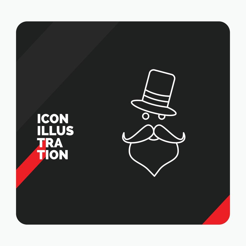 fondo de presentación creativa rojo y negro para bigote. inconformista. movimiento Papá Noel. icono de línea de sombrero vector