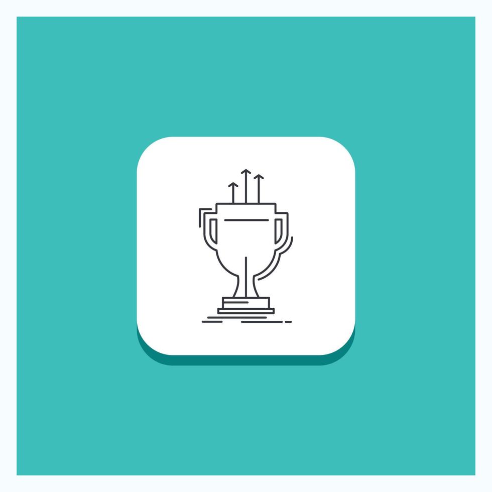 Round Button for award. competitive. cup. edge. prize Line icon Turquoise Background vector