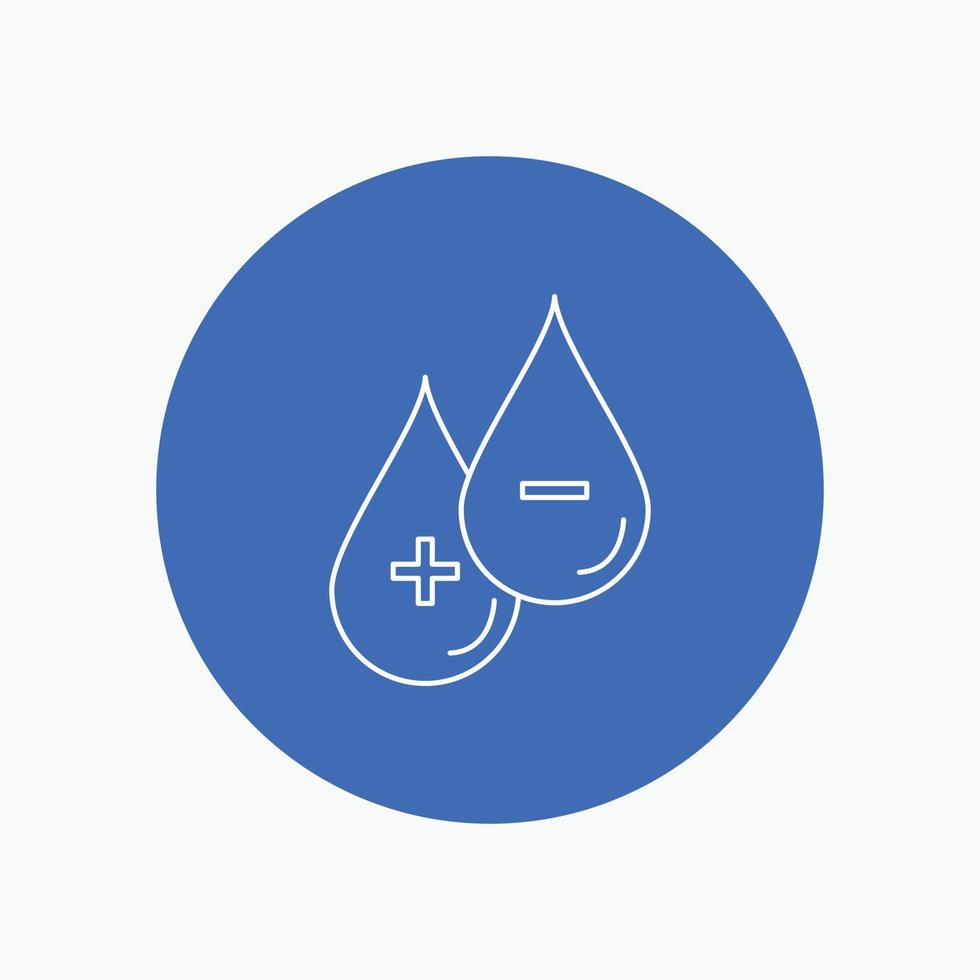 blood. drop. liquid. Plus. Minus White Line Icon in Circle background. vector icon illustration
