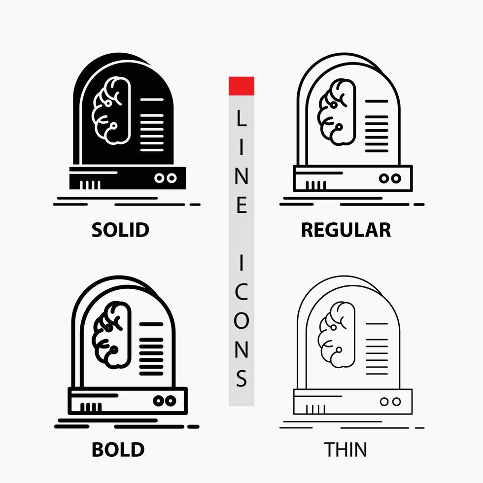 Ai. brain. future. intelligence. machine Icon in Thin. Regular. Bold Line and Glyph Style. Vector illustration