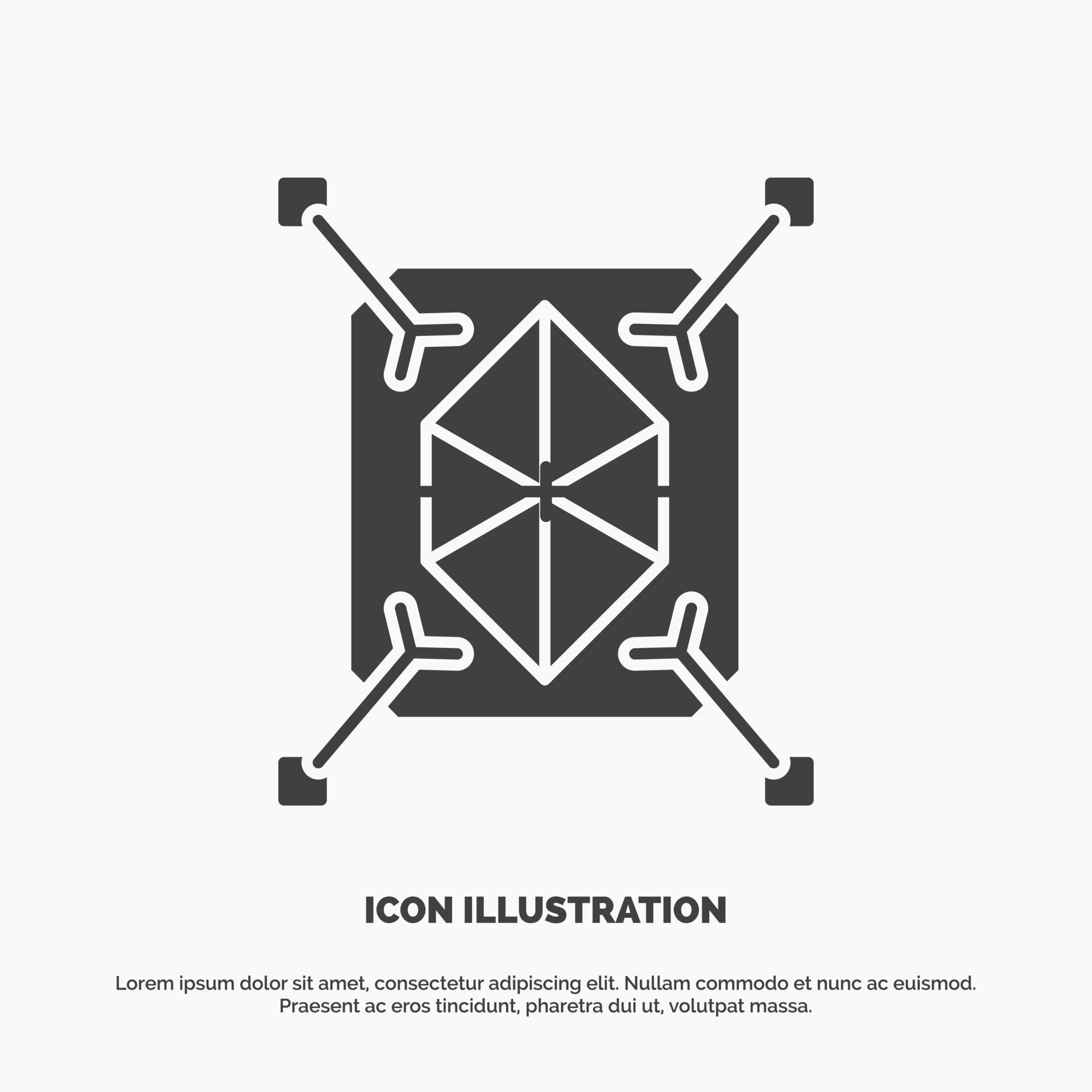 Object. prototyping. rapid. structure. 3d Icon. glyph vector gray