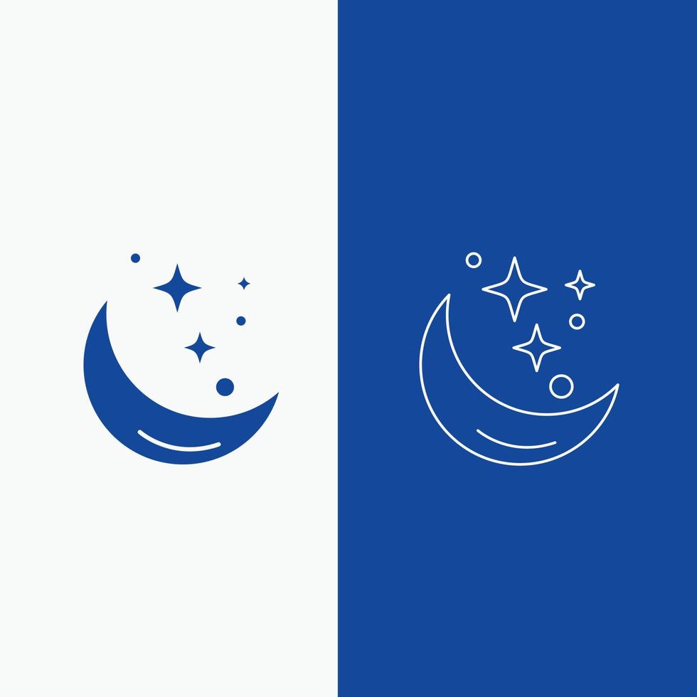 Moon. Night. star. weather. space Line and Glyph web Button in Blue color Vertical Banner for UI and UX. website or mobile application vector