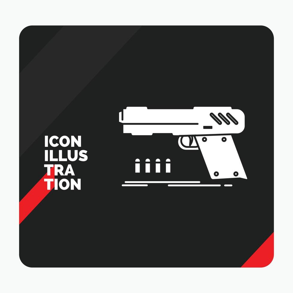 Red and Black Creative presentation Background for gun. handgun. pistol. shooter. weapon Glyph Icon vector